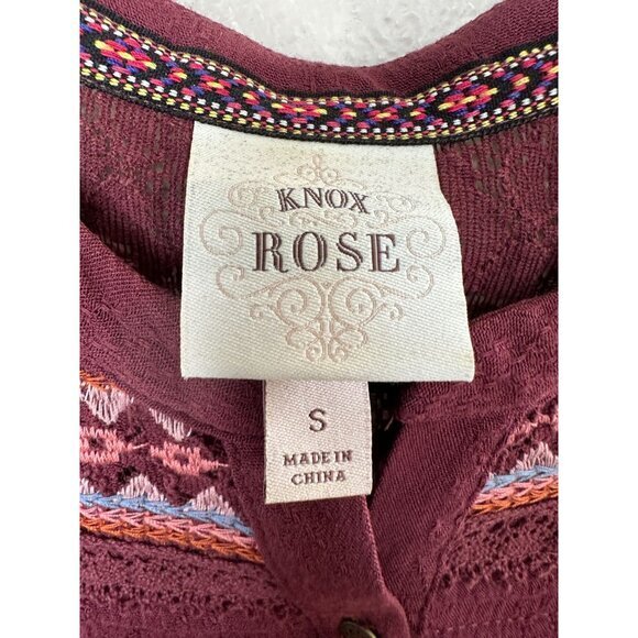 Knox Rose Womens Red‎ Tank Top S wide straps v-neck sleeveless Rayon embroidered - Picture 3 of 6
